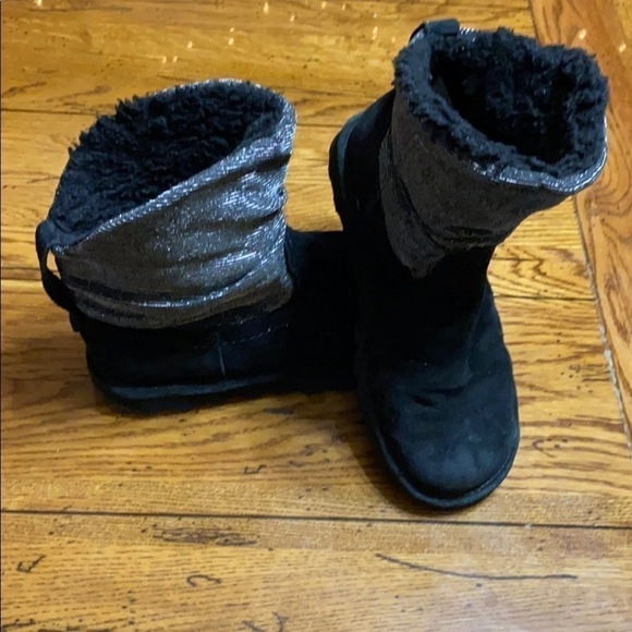 BEARPAW Black Silver Shiny Boots Size 8 - Picture 8 of 10